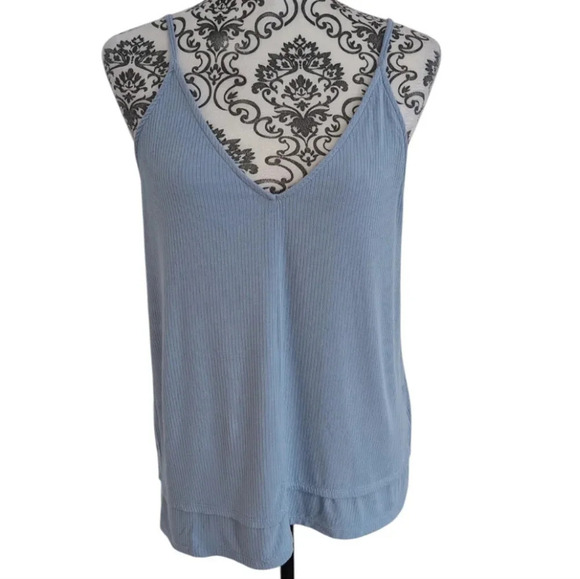 Gentle Fawn Tank Top Double V Neck Light Blue Spaghetti Strap Fairy Y2K Women M - Picture 2 of 10